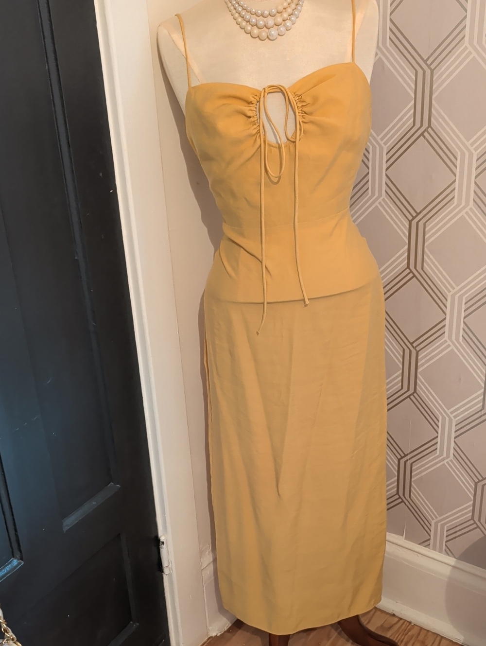 Zara Apricot Slip Dress with Spaghetti Straps